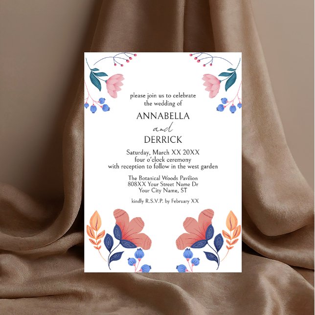 Convites Flores de Arte Popular Casamento (Criador carregado)