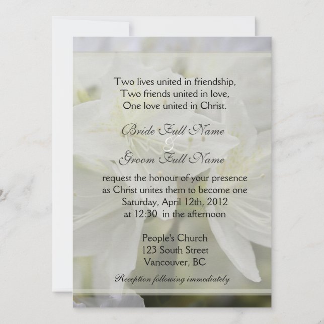 Convites Flores de azálea brancas bonitas casamento cristão (Frente)