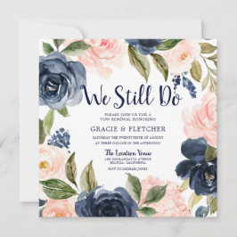 Convites Flores de Blush de marinho Ainda Fazemos Renovação