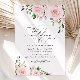 Convites Flores De Blush, Flores Rosa, Verde, Casamento