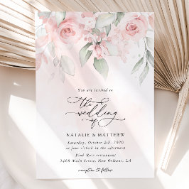 Convites Flores De Blush, Flores Rosa, Verde, Casamento