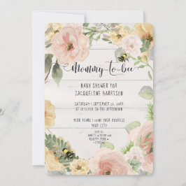 Convites Flores de BOHO Russo cor-de-rosa para Chá de abelh