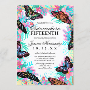 Convites Flores De Borboleta Deixam Aquañera Quinceañera