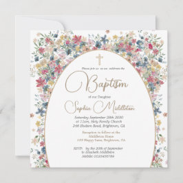 Convites Flores de Campo de Foto Pessoal do Baptism Christe