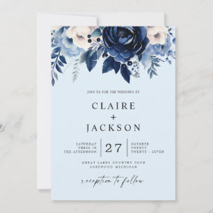 Convites Flores de Casamento Azul
