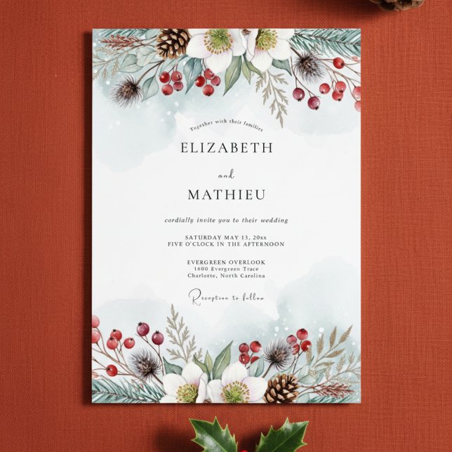 Convites Flores de Casamento Blue Winter Bloom (Criador carregado)