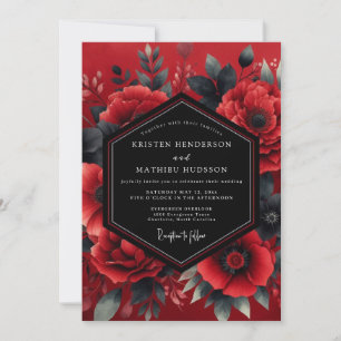 Convites Flores de Casamento Crimson Dramatic Bloom