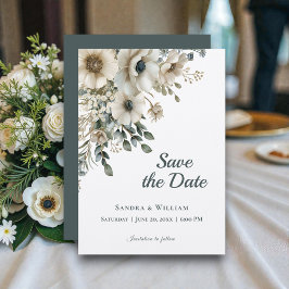 Convites Flores de Casamento em Aquarela Save the Date