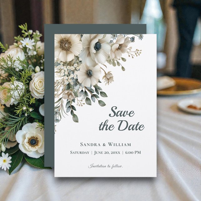 Convites Flores de Casamento em Aquarela Save the Date (Criador carregado)