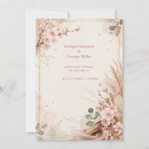 Convites Flores de Casamento Rústico Boho Sakura