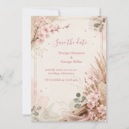 Convites Flores de Casamento Rústico Boho Sakura
