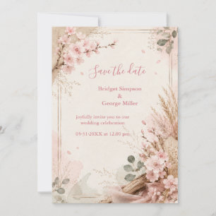 Convites Flores de Casamento Rústico Boho Sakura