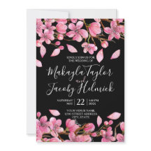 Flores De Cereja Rosa No Casamento Negro