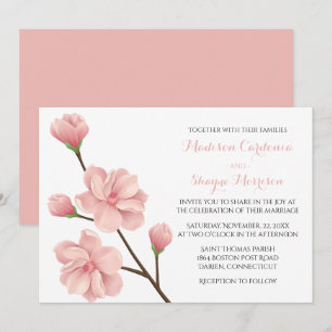Convites Flores de Cerejeira Rosa Floral Casamento Primaver