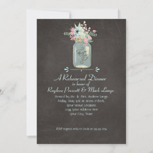Convites Flores de Chalkboard Rustic Mason Jar Modern Flora
