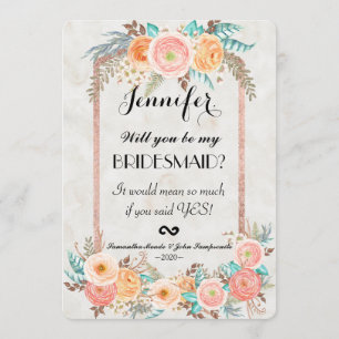 Convites Flores de Coral de Aquarelas e Douradas Bridesmaid