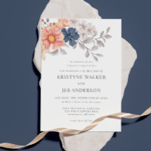 Flores de coral e Marinho | Elegante Botânico