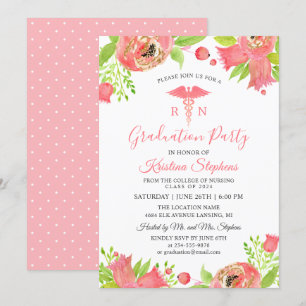 Convites Flores de Coral Rosa Enfermeiras Festas de formatu