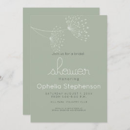 Convites Flores de Doodle Mínimas Modernas Verde e Branco