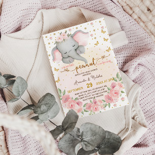 Convites Flores de Elefante Bonito Chá de Garota-Lua-Estrel