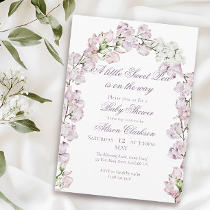 Convites Flores de ervilha doce em arco Baby brunch elegant