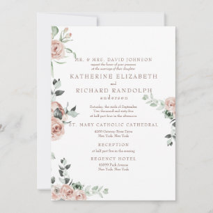 Convites Flores de Eucalipto Rosa Elegante Casamento em 2 L