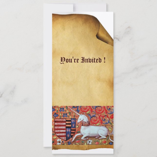 CONVITES FLORES DE FANTASIA UNICORN MEDIEVAL, PARCHES FLORA (Frente)