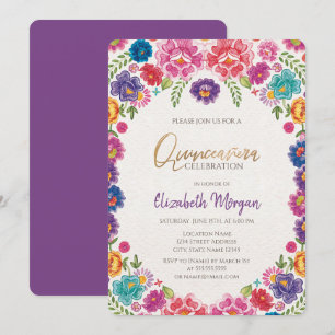 Convites Flores de Festa Mexicana Quinceañera