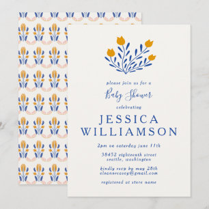 Convites Flores de Folhas Escandi Bonitas em Chá de fralda