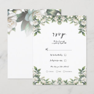 Convites Flores de Gardênia Branca Elegante RSVP de Casamen