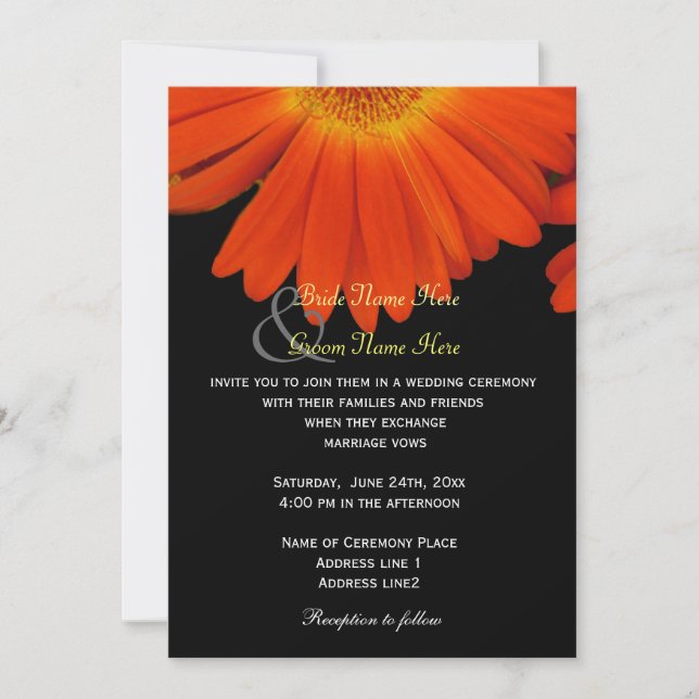 Convites Flores de gerbera margarida elegantes casamento (Frente)