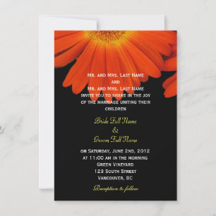 Convites Flores de gerbera margarida laranja elegante casam