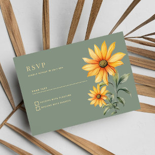 Convites Flores de girassol amarelo-verde da int RSVP
