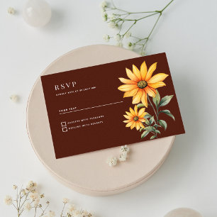 Convites Flores de girassol de menta-laranja-turca RSVP
