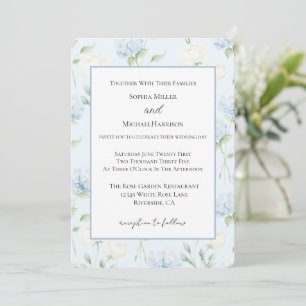 Convites Flores de Hydrangea Azuis Bonitas Casamento