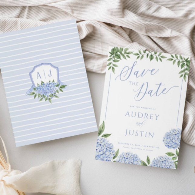 Convites Flores de Hydrangea Azul Guarda a Data (Criador carregado)