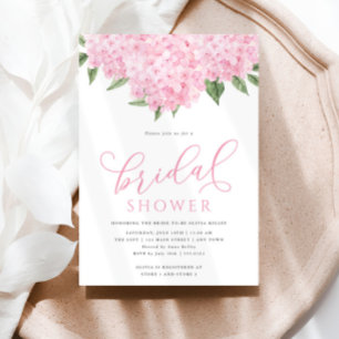 Convites Flores de Hydrangea Rosa Caligrafia Chuva-Brida