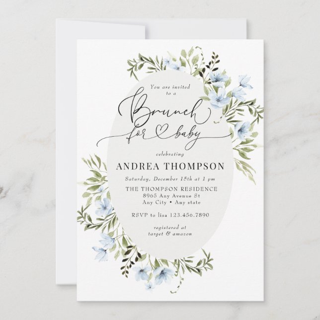 Convites Flores de Inverno | Brunch de Bebê (Frente)