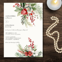 Convites Flores de Inverno Elegantes, Frutas e Casamento de