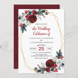 Convites Flores de inverno geométricas Douradas da Frame Bu