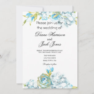 Convites Flores de Jardim Azul Casamento