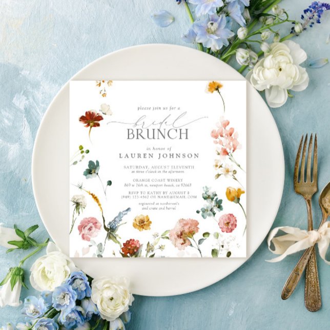 Convites Flores de Jardim Bridal de Aquarela Brunch (Easily personalize this garden floral bridal brunch invitation for the perfect celebration!)