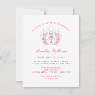 Convites Flores de Jardim Elegantes na Primeira Comunhão