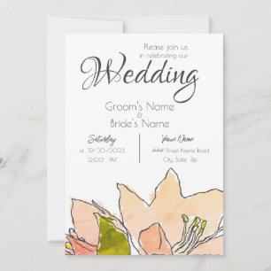 Convites Flores de Laranja e Pêssego Casamento