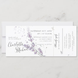 Convites Flores de lavanda de aquarelas w rsvp anexadas a w