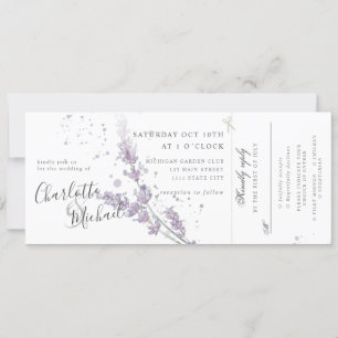 Convites Flores de lavanda de aquarelas w rsvp anexadas a w
