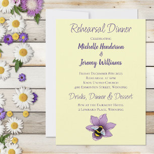 Convites Flores de Lavanda de mamangabas amarelas