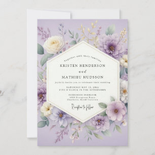 Convites Flores de Lavanda em Aquarela para Casamento