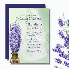 Convites Flores de lavanda no Casamento Floral Verde Sage