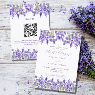 Convites Flores de lavanda violeta QR RSVP detalhes do casa